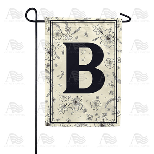 Flower Sketchings Monogram Double Sided Garden Flag