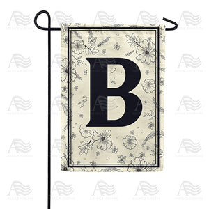 Flower Sketchings Monogram Double Sided Garden Flag
