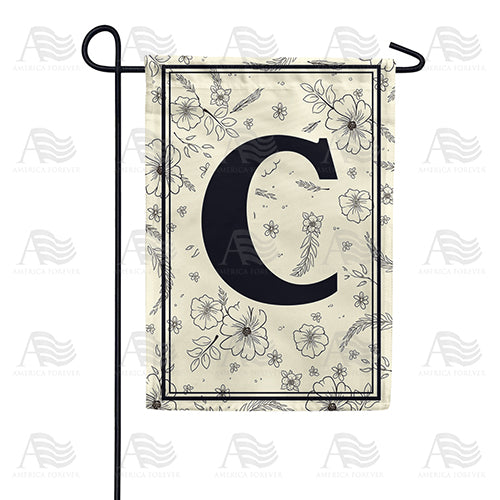 Flower Sketchings Monogram Double Sided Garden Flag