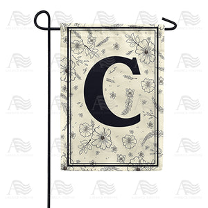 Flower Sketchings Monogram Double Sided Garden Flag