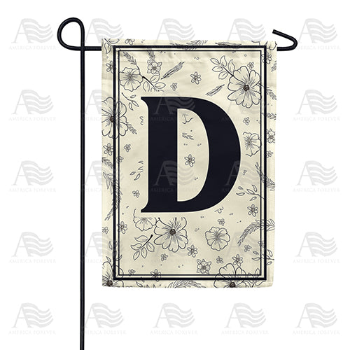 Flower Sketchings Monogram Double Sided Garden Flag