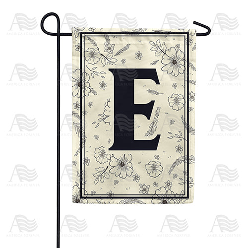 Flower Sketchings Monogram Double Sided Garden Flag