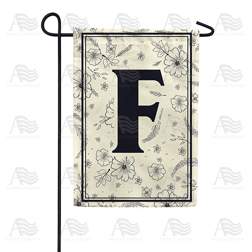 Flower Sketchings Monogram Double Sided Garden Flag