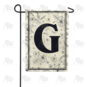 Flower Sketchings Monogram Double Sided Garden Flag