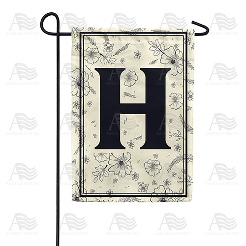 Flower Sketchings Monogram Double Sided Garden Flag