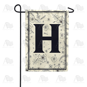 Flower Sketchings Monogram Double Sided Garden Flag