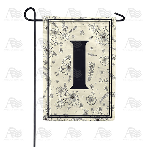 Flower Sketchings Monogram Double Sided Garden Flag