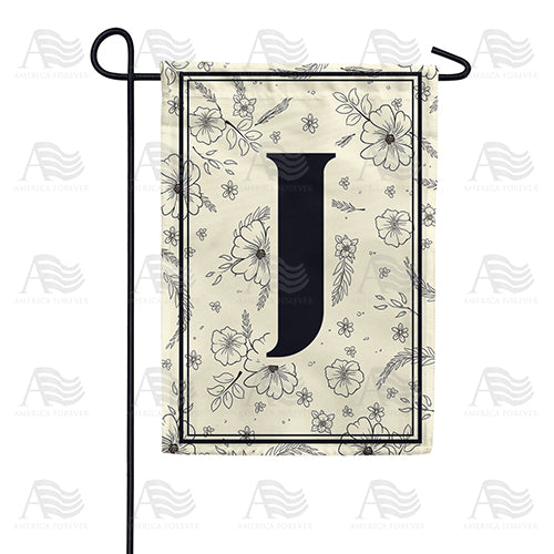 Flower Sketchings Monogram Double Sided Garden Flag
