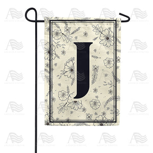 Flower Sketchings Monogram Double Sided Garden Flag