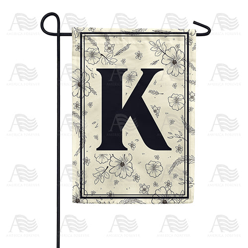 Flower Sketchings Monogram Double Sided Garden Flag