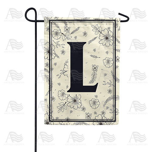 Flower Sketchings Monogram Double Sided Garden Flag