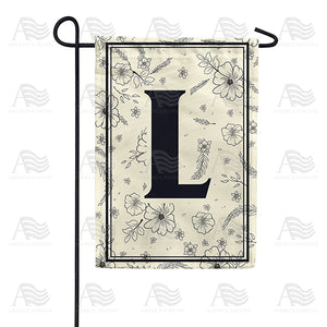 Flower Sketchings Monogram Double Sided Garden Flag