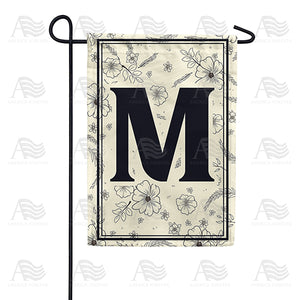 Flower Sketchings Monogram Double Sided Garden Flag