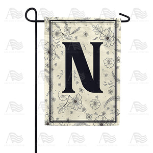 Flower Sketchings Monogram Double Sided Garden Flag
