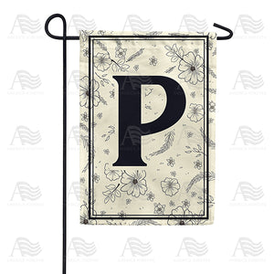 Flower Sketchings Monogram Double Sided Garden Flag