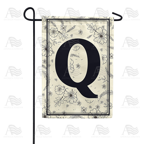 Flower Sketchings Monogram Double Sided Garden Flag