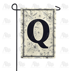 Flower Sketchings Monogram Double Sided Garden Flag