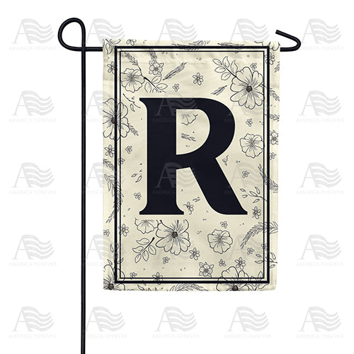 Flower Sketchings Monogram Double Sided Garden Flag