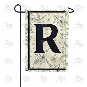 Flower Sketchings Monogram Double Sided Garden Flag