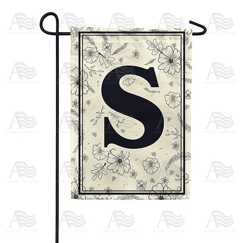 Flower Sketchings Monogram Double Sided Garden Flag