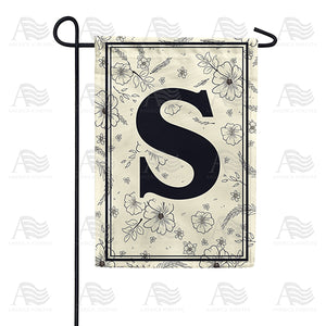 Flower Sketchings Monogram Double Sided Garden Flag