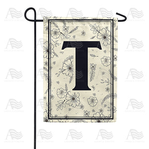 Flower Sketchings Monogram Double Sided Garden Flag