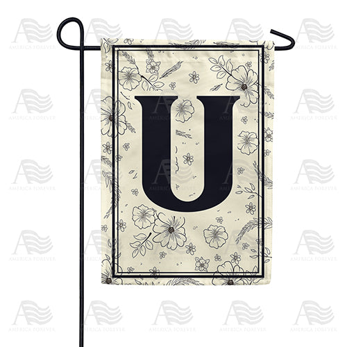 Flower Sketchings Monogram Double Sided Garden Flag