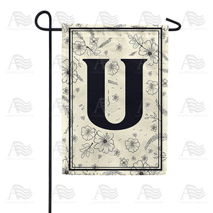 Flower Sketchings Monogram Double Sided Garden Flag