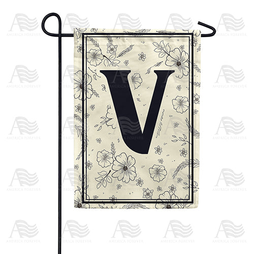 Flower Sketchings Monogram Double Sided Garden Flag