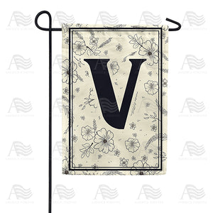 Flower Sketchings Monogram Double Sided Garden Flag