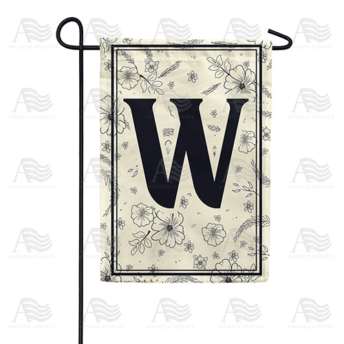 Flower Sketchings Monogram Double Sided Garden Flag