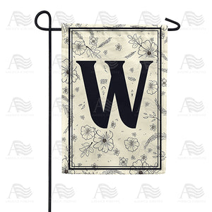 Flower Sketchings Monogram Double Sided Garden Flag