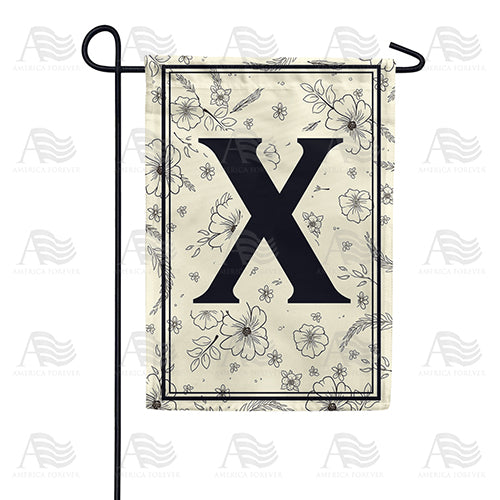 Flower Sketchings Monogram Double Sided Garden Flag