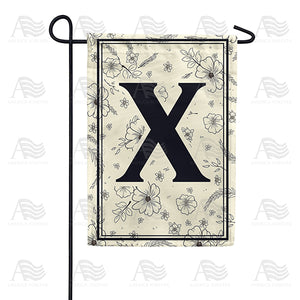 Flower Sketchings Monogram Double Sided Garden Flag