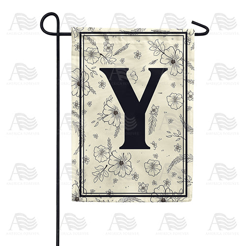 Flower Sketchings Monogram Double Sided Garden Flag