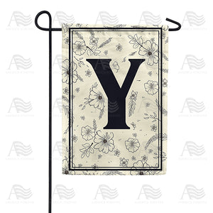 Flower Sketchings Monogram Double Sided Garden Flag