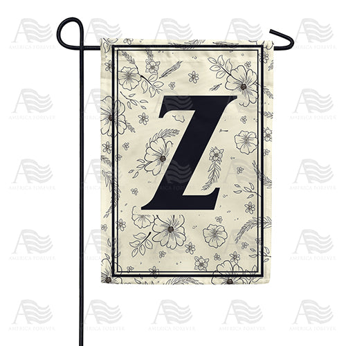 Flower Sketchings Monogram Double Sided Garden Flag