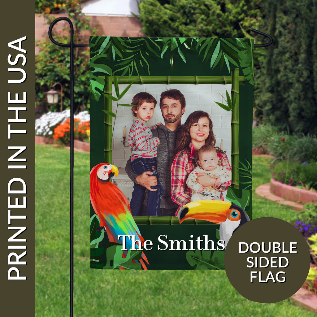 Personalized Tropical Birds Garden Flag