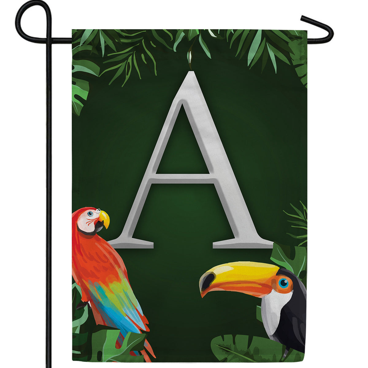Tropical Birds Monogram Double Sided Garden Flag