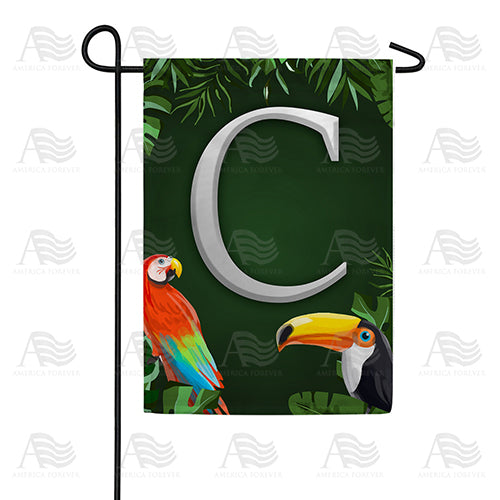 Tropical Birds Monogram Double Sided Garden Flag
