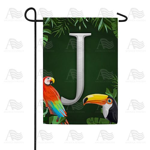 Tropical Birds Monogram Double Sided Garden Flag