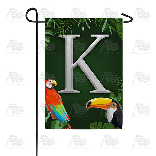 Tropical Birds Monogram Double Sided Garden Flag