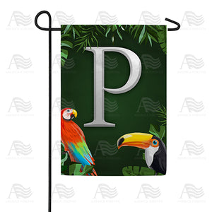 Tropical Birds Monogram Double Sided Garden Flag