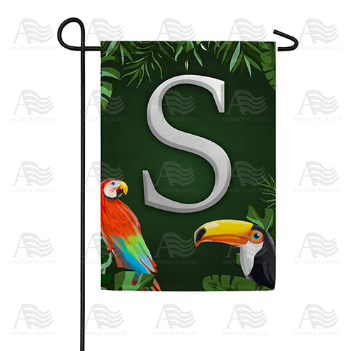 Tropical Birds Monogram Double Sided Garden Flag