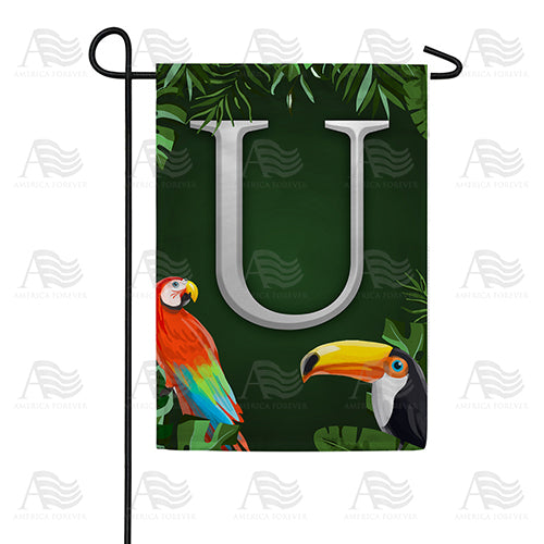 Tropical Birds Monogram Double Sided Garden Flag