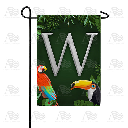Tropical Birds Monogram Double Sided Garden Flag