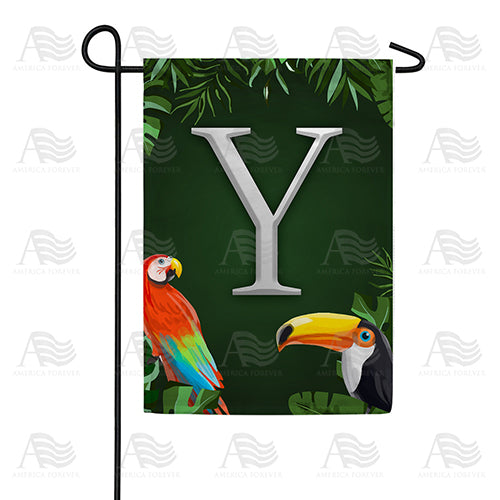 Tropical Birds Monogram Double Sided Garden Flag