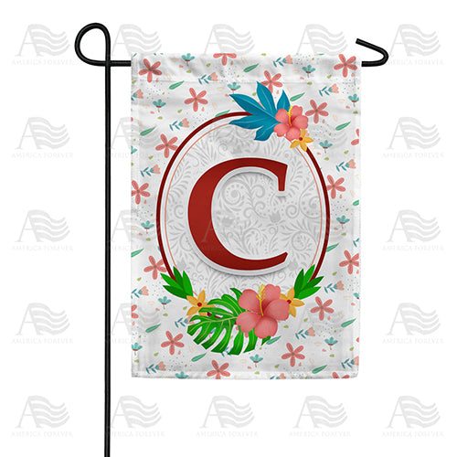 Periwinkle Petals Monogram Double Sided Garden Flag