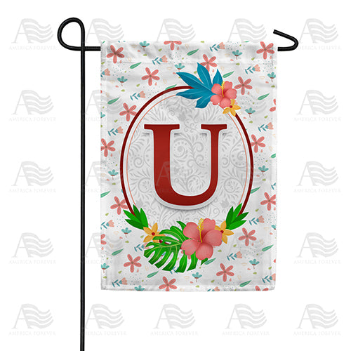 Periwinkle Petals Monogram Double Sided Garden Flag