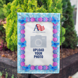 Personalized Blue And Purple Hydrangea Garden Flag